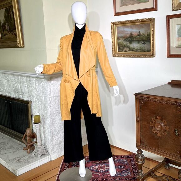 Max Jeans Duster Jacket Coat Mustard Yellow - Picture 2 of 9